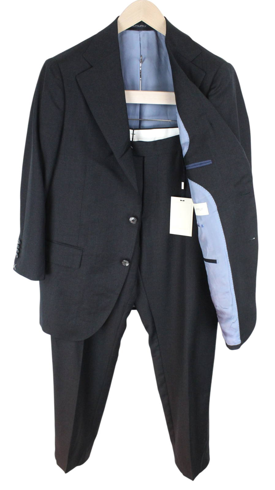 SUITSUPPLY La Spalla Men Suit UK44S Single-Breasted Pure Wool Grey 2 Piece