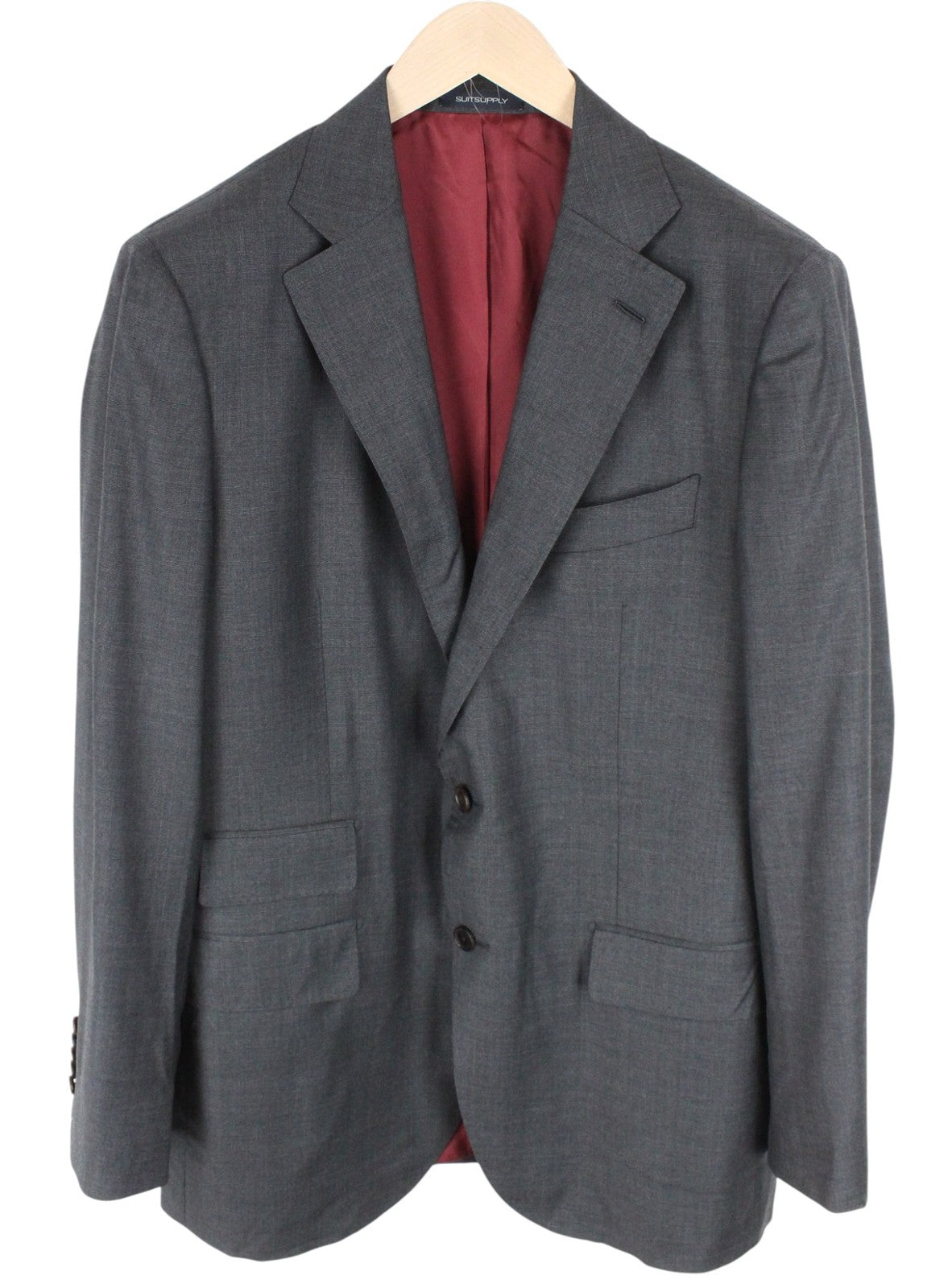 SUITSUPPLY La Spalla Men Suit UK44L Lined Pure Wool Grey 2 pc Ing Loro Piana