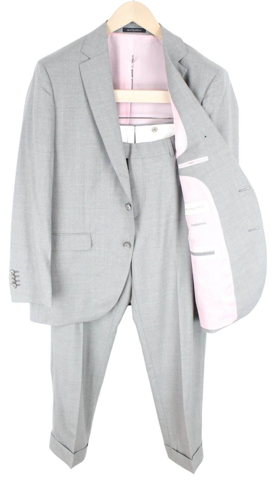 SUITSUPPLY La Spalla Men Suit UK40S Single-Breasted Classic Wool Grey 2 Piece