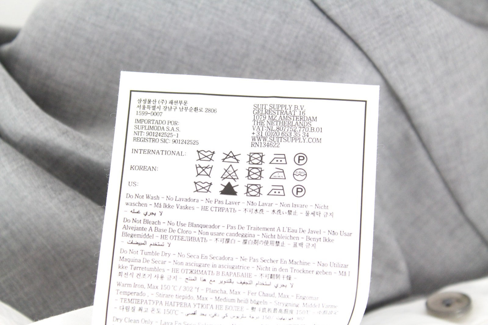 SUITSUPPLY La Spalla Men Suit UK40S Single-Breasted Classic Wool Grey 2 Piece