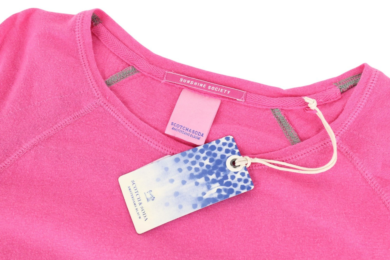 SCOTCH & SODA Ams Blauw Men T-Shirt ~M Pink 3/4 Sleeve Pocketed Pull On Casual