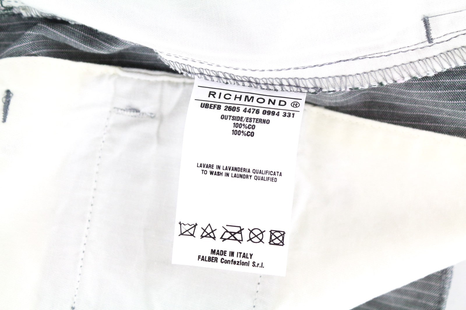 RICHMOND Men Shorts 48 W34 Grey Pure Cotton Striped Pattern Summer Casual