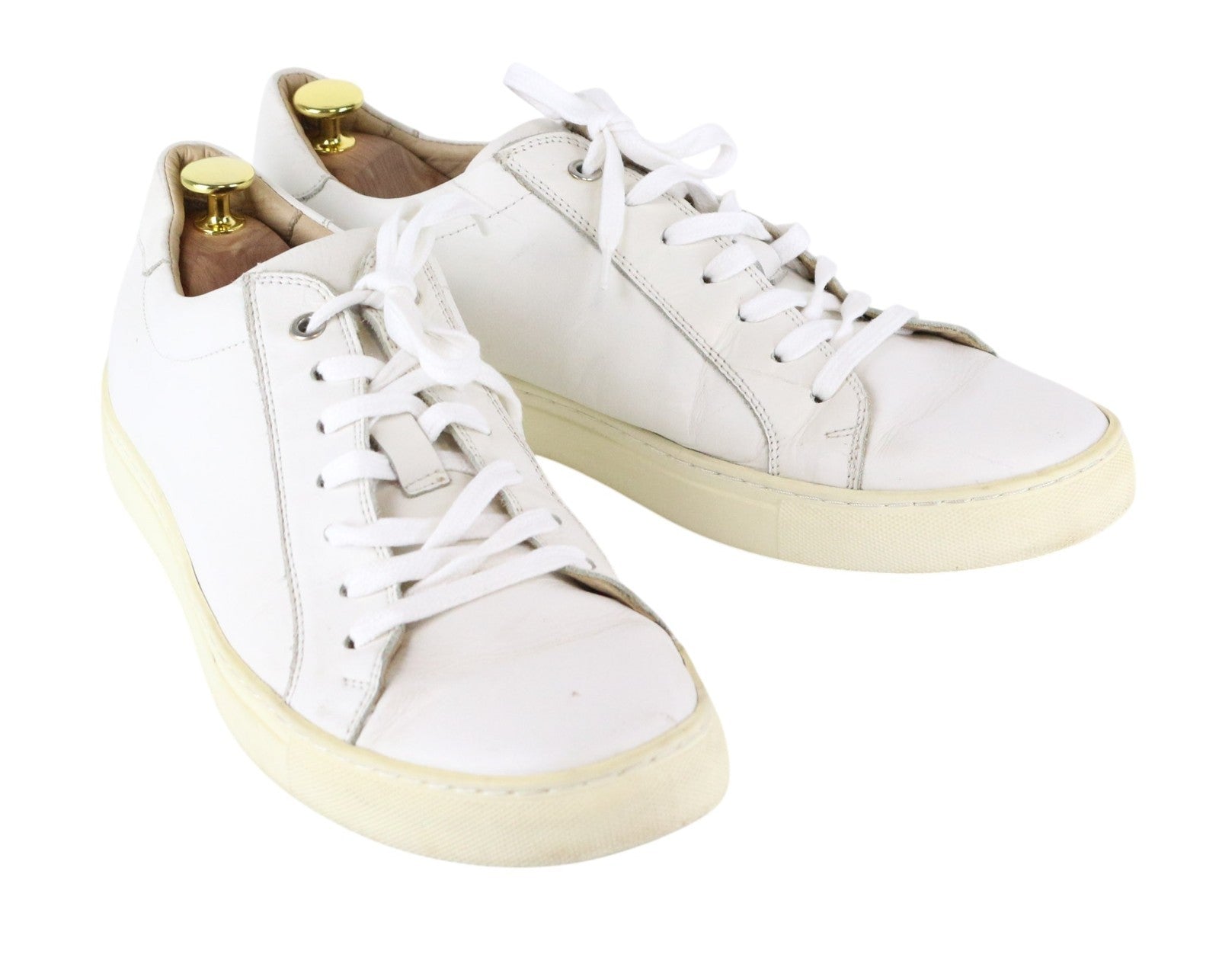 SUITSUPPLY Men Trainers EU43 White Genuine Leather Laced Low Top Sneakers