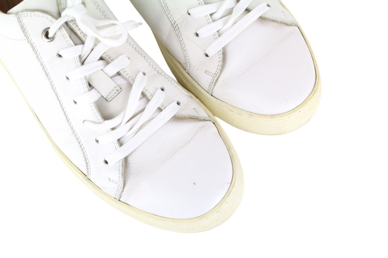 SUITSUPPLY Men Trainers EU43 White Genuine Leather Laced Low Top Sneakers