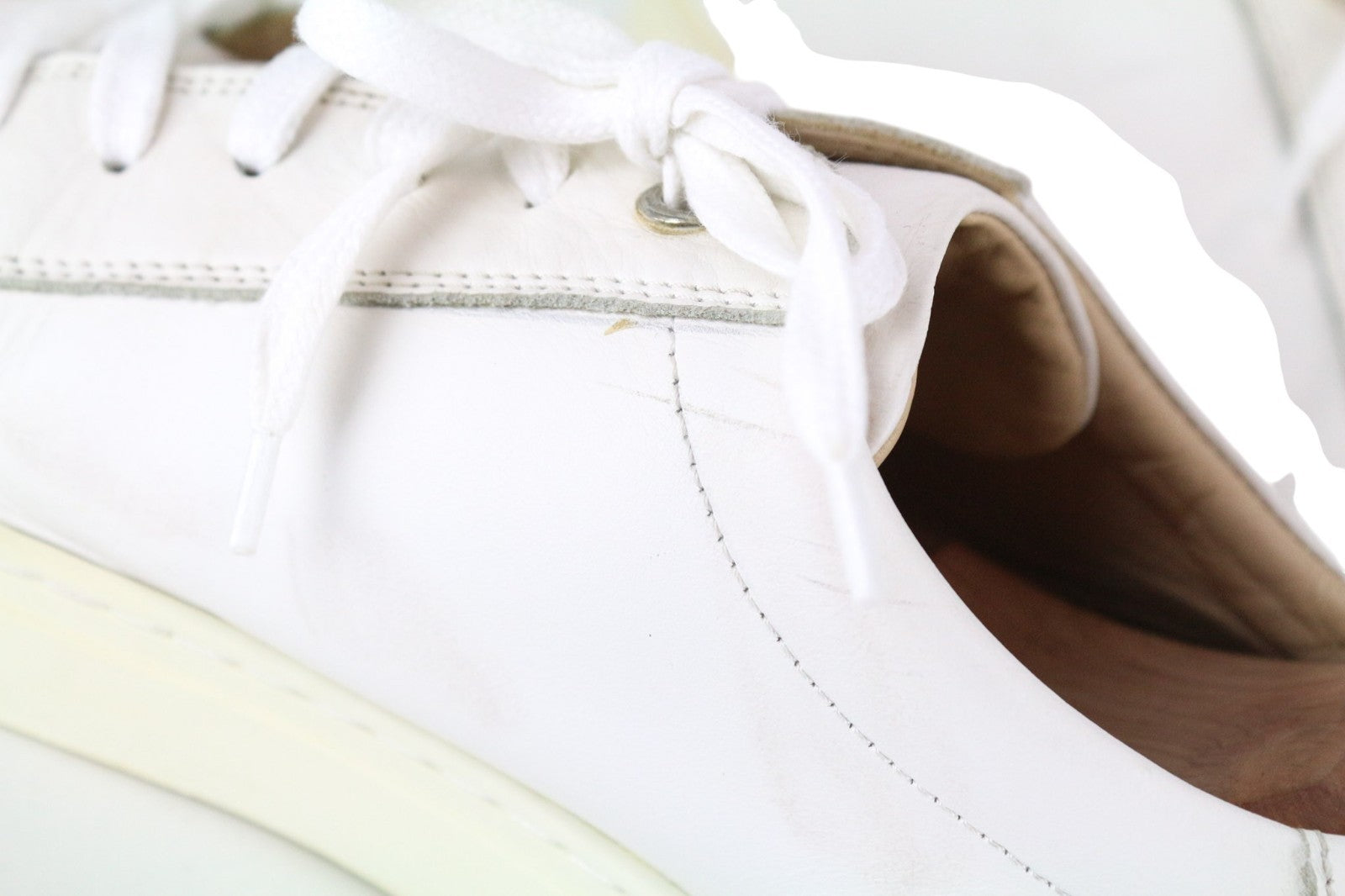 SUITSUPPLY Men Trainers EU43 White Genuine Leather Laced Low Top Sneakers