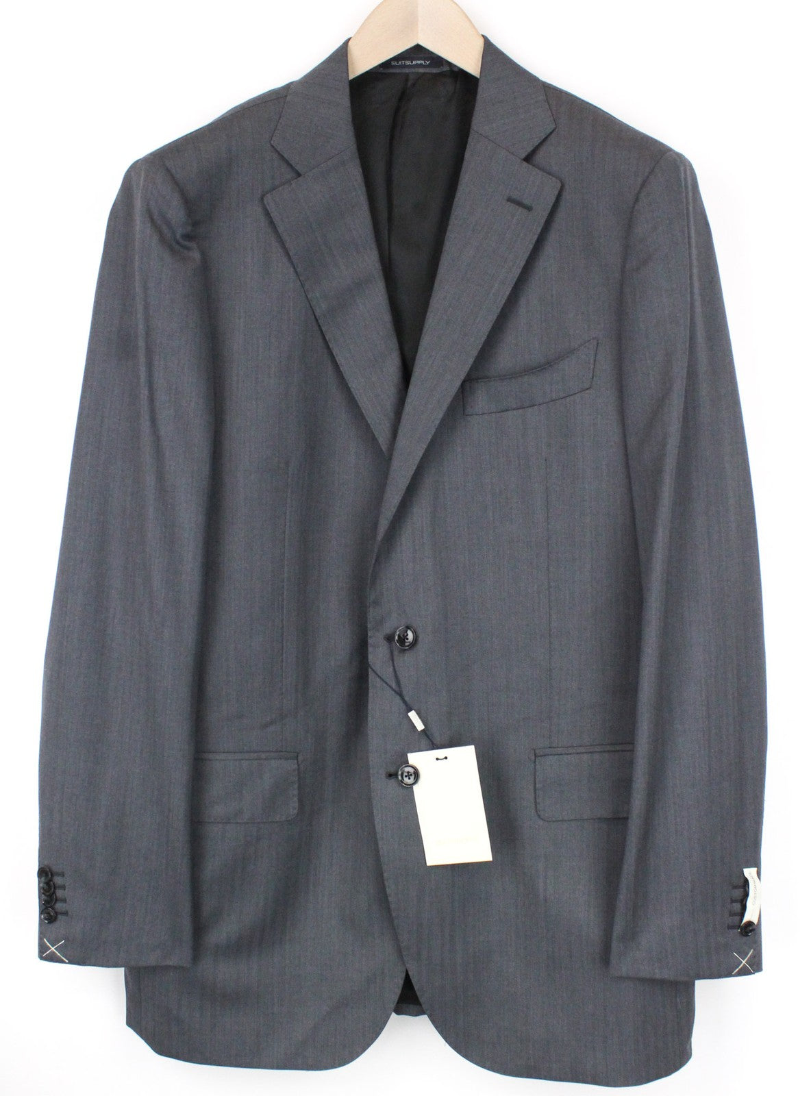 SUITSUPPLY La Spalla Men Blazer UK48L Grey Pure Wool Single-Breasted Lined