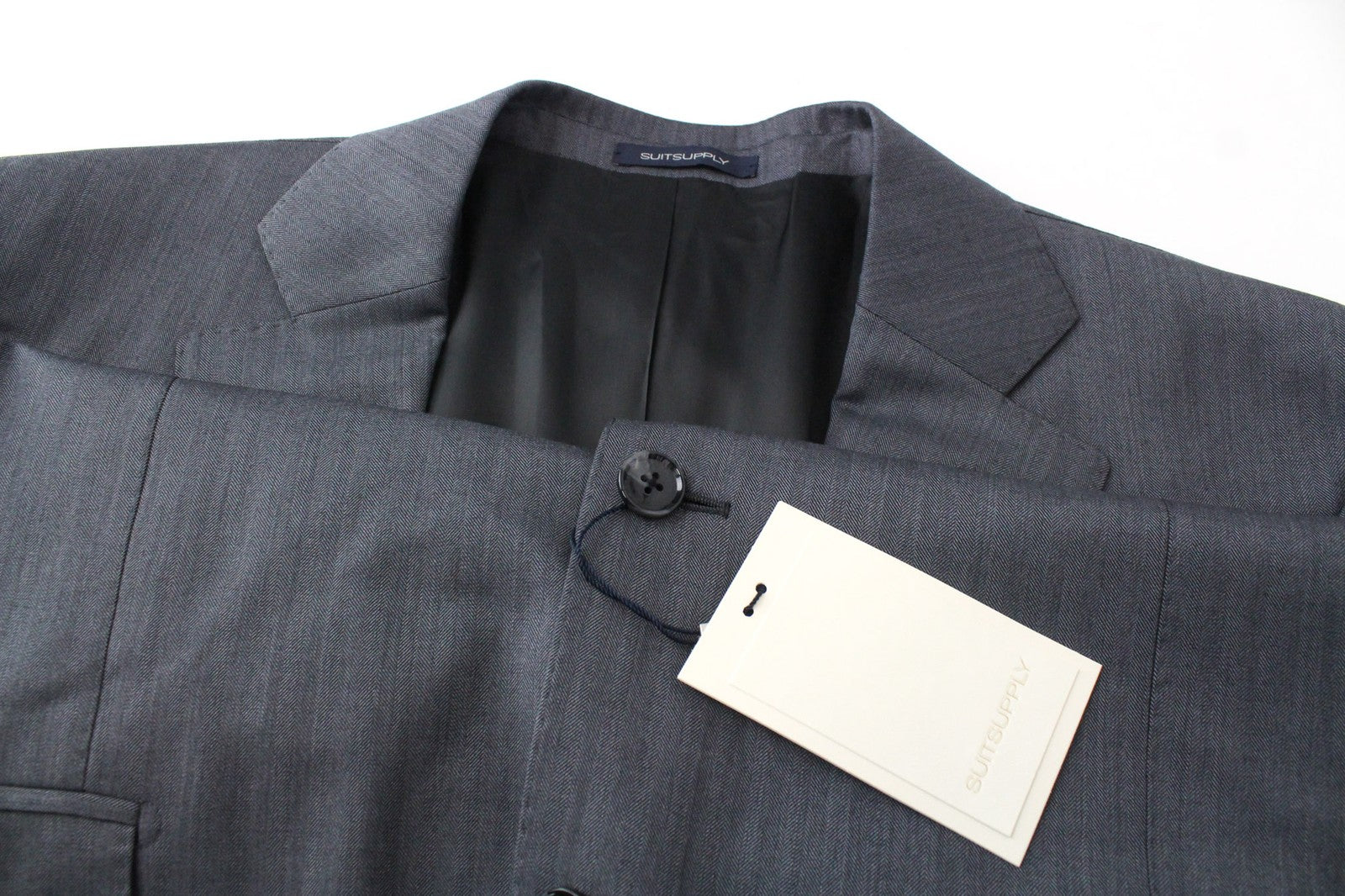 SUITSUPPLY La Spalla Men Blazer UK48L Grey Pure Wool Single-Breasted Lined