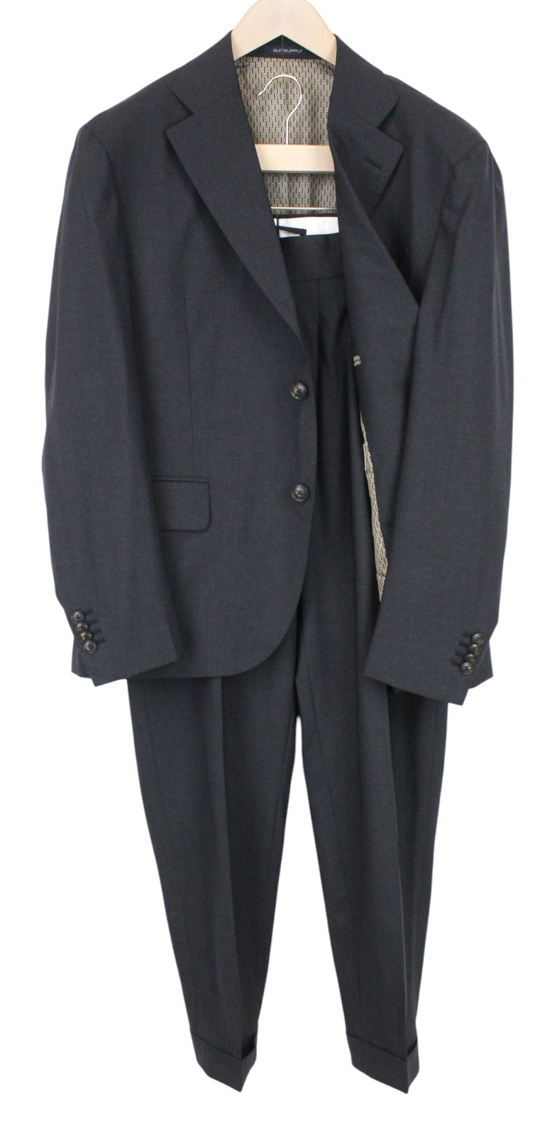SUITSUPPLY La Spalla Men Suit UK42R Single-Breasted Wool Stretch Grey 2 Piece