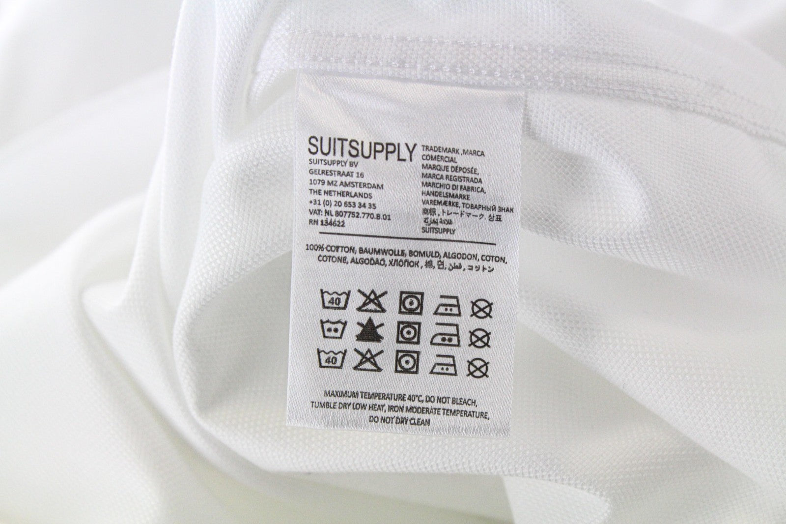 SUITSUPPLY Traveller Men Shirt 43/17 Slim Pure Cotton White Long Sleeved