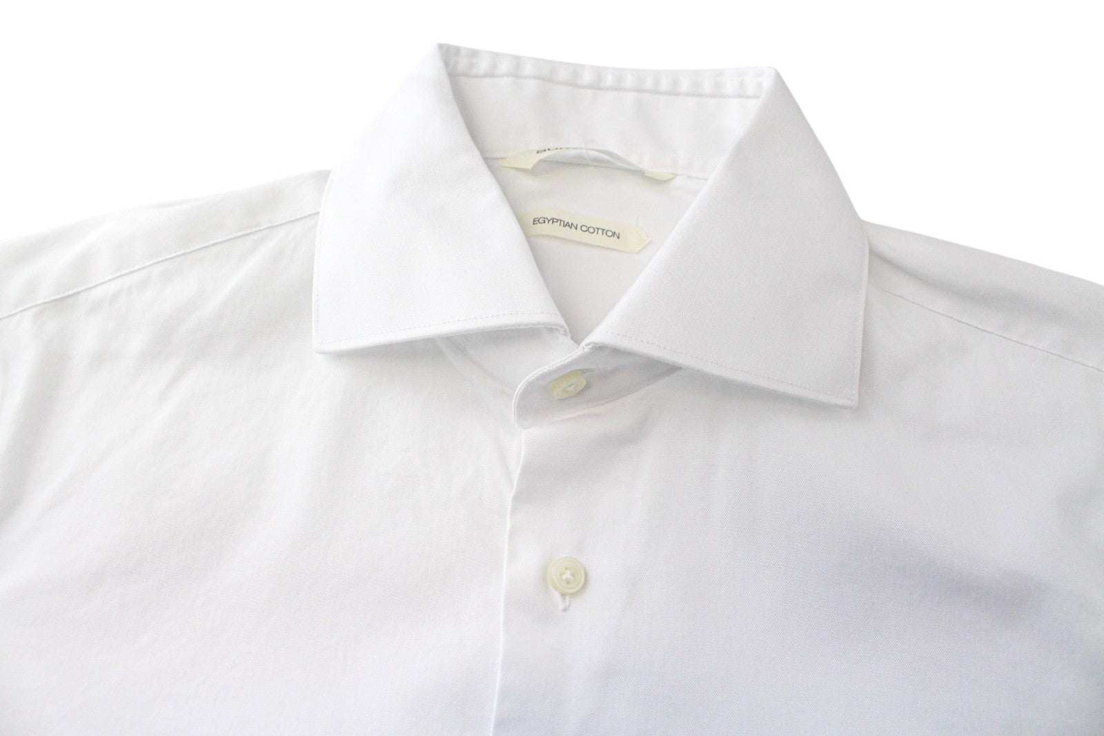 SUITSUPPLY Men Shirt 37 Slim Pure Cotton White Cutaway Button-Up Formal