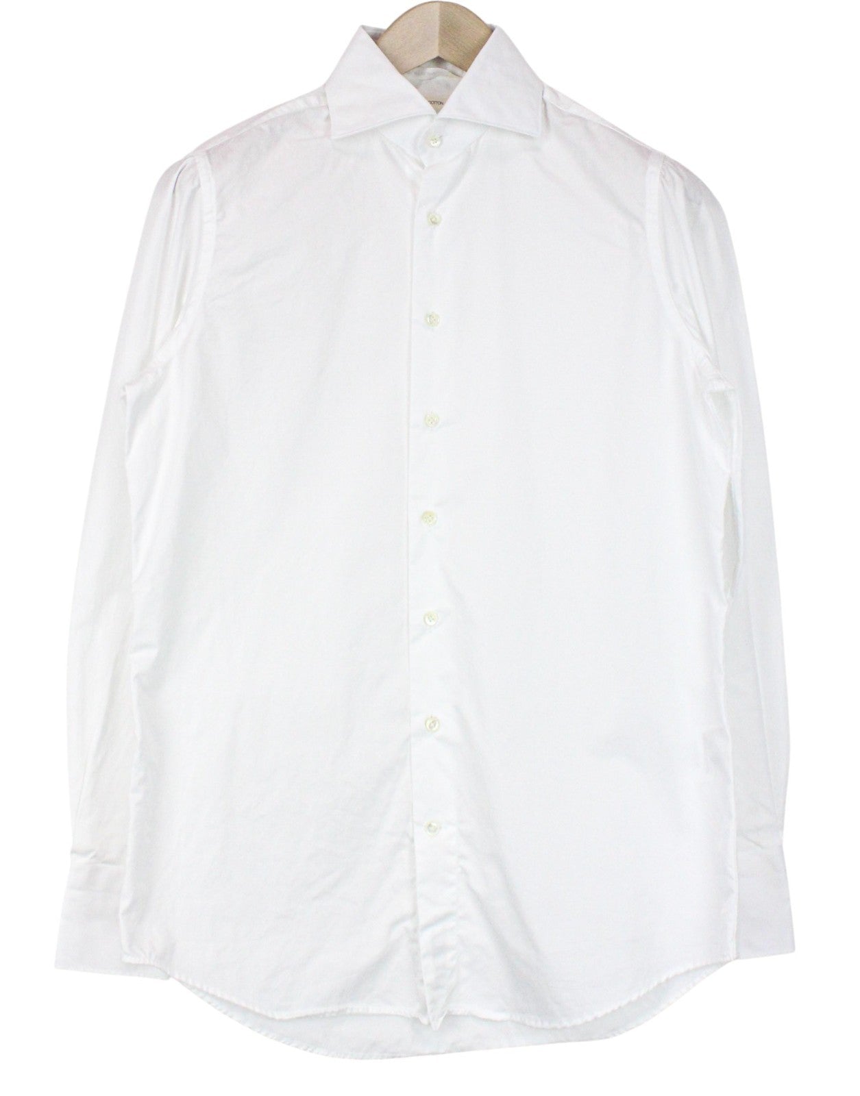 SUITSUPPLY Men Shirt 37/14 1/2 Slim Pure Cotton White Classic Long Sleeve Twill