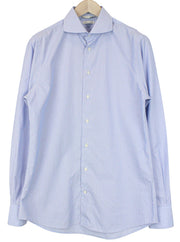 SUITSUPPLY Men Shirt 40/15 3/4 Extra Slim Blue Pure Cotton Striped Long Sleeve
