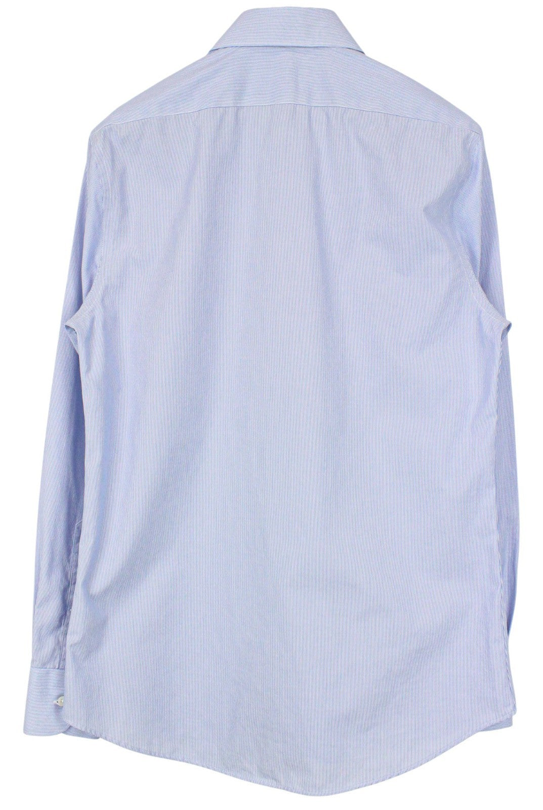 SUITSUPPLY Men Shirt 40/15 3/4 Extra Slim Blue Pure Cotton Striped Long Sleeve