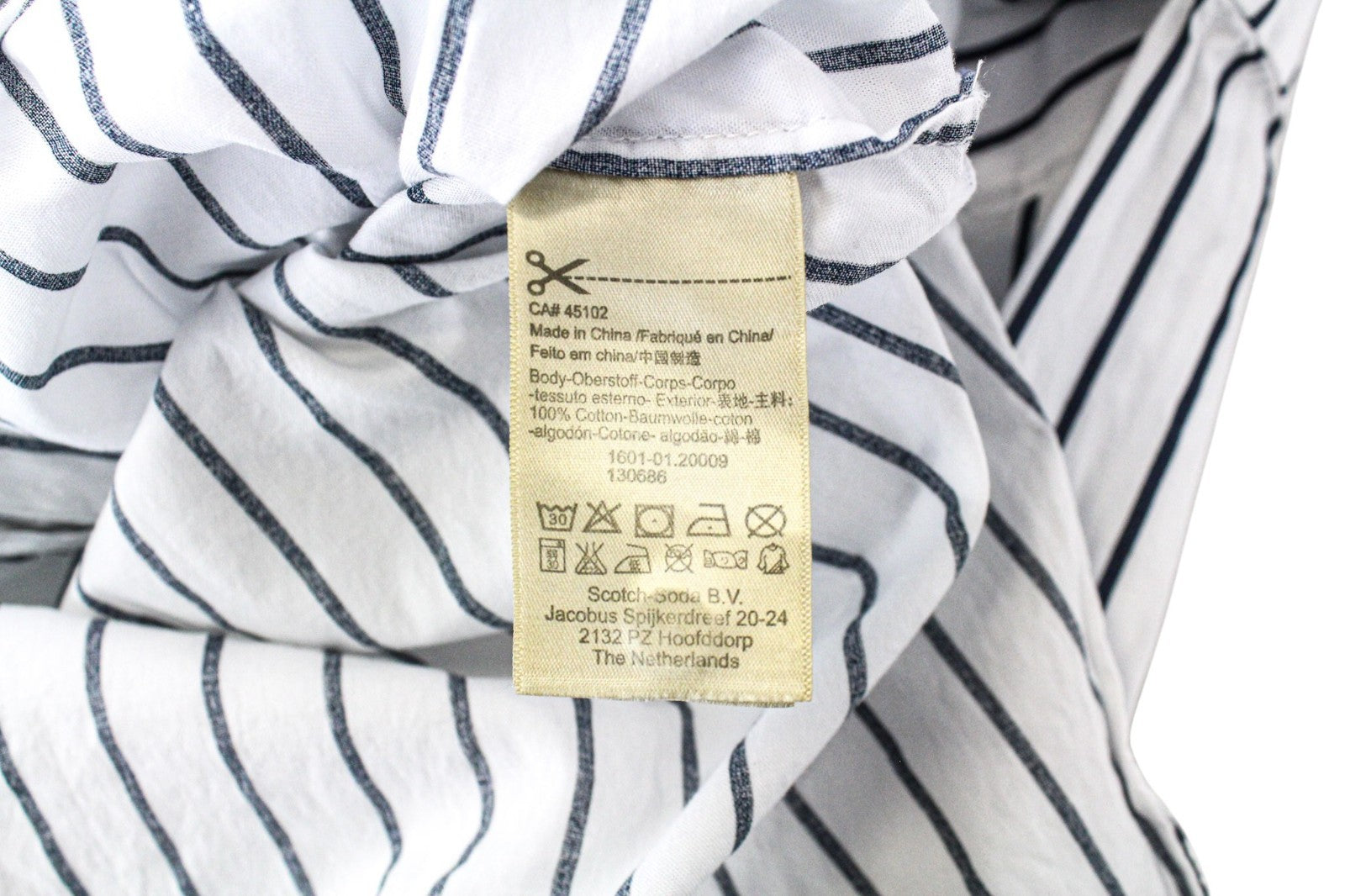 SCOTCH & SODA Ams Couture Men Shirt M White Long Fit Cotton Striped Long Sleeve