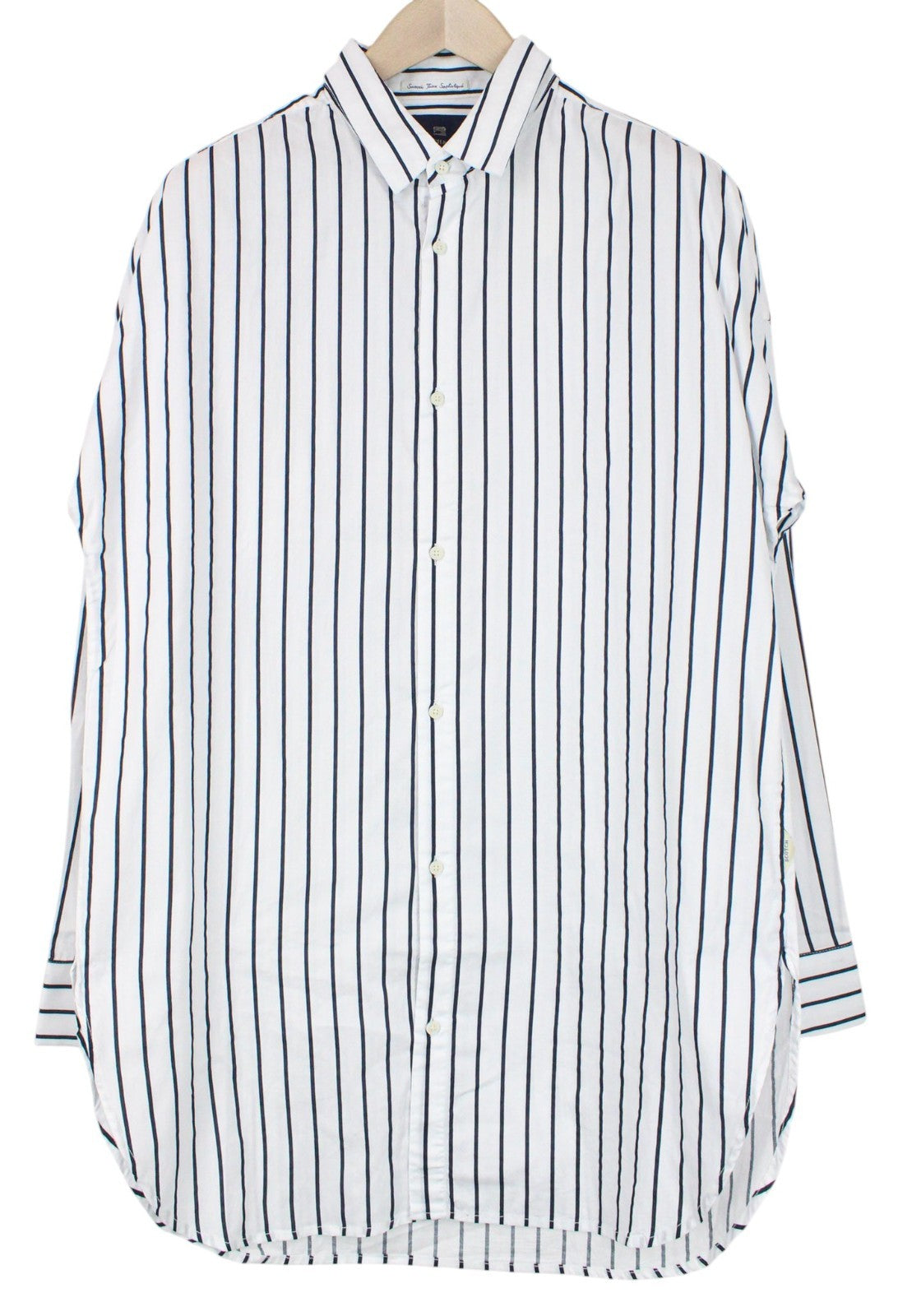 SCOTCH & SODA Ams Couture Men Shirt L White Long Fit Cotton Striped Pattern
