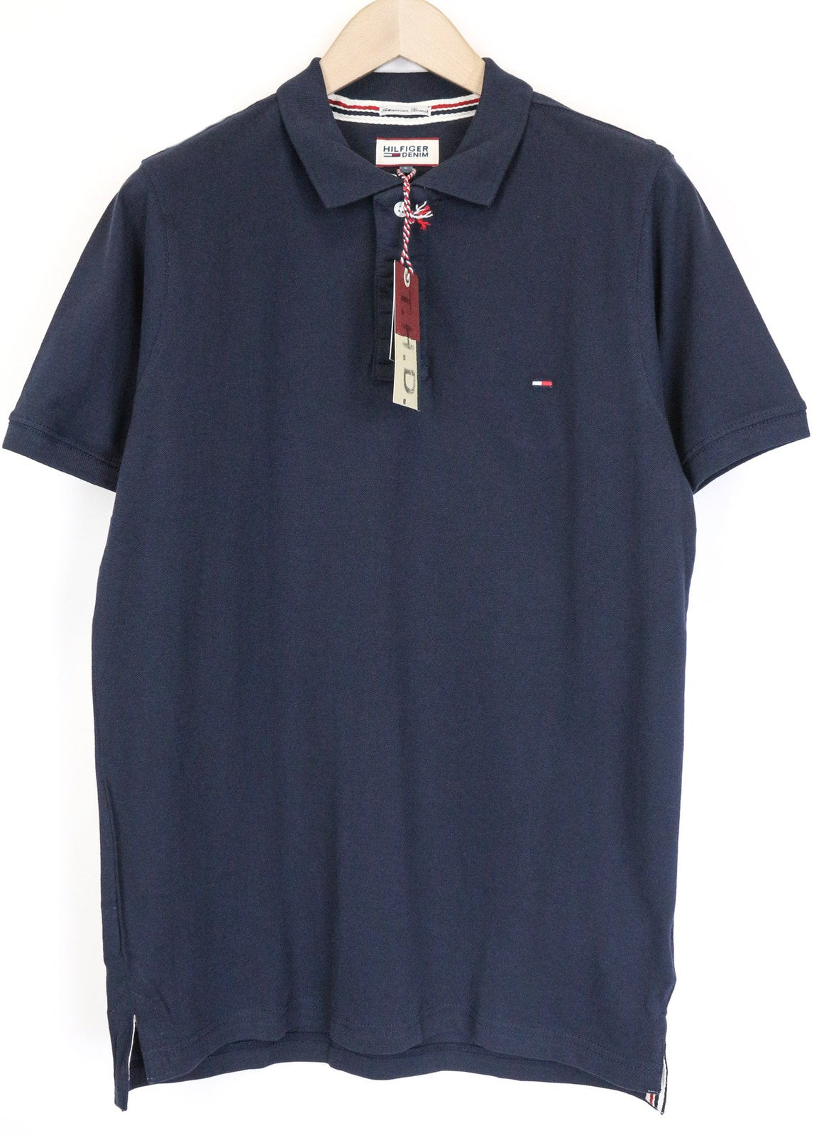 TOMMY HILFIGER DENIM Men's Polo T-Shirt L Blue Cotton Short Sleeve Casual Top