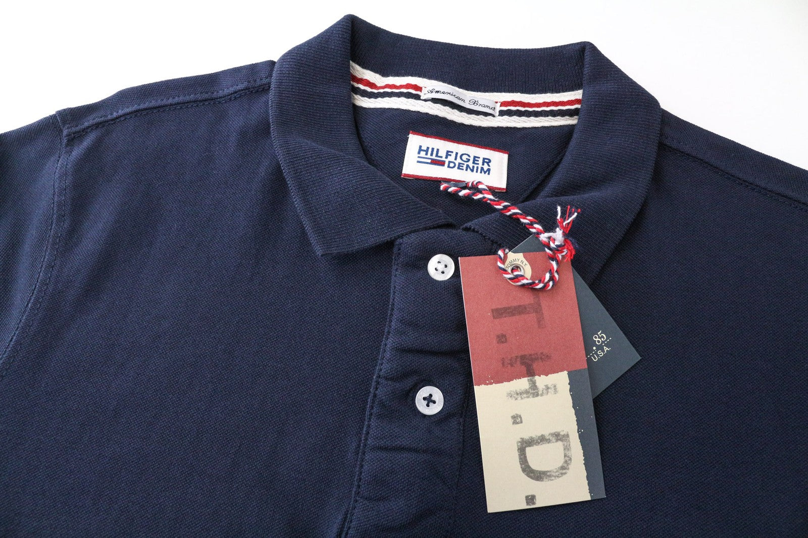 TOMMY HILFIGER DENIM Men's Polo T-Shirt L Blue Cotton Short Sleeve Casual Top