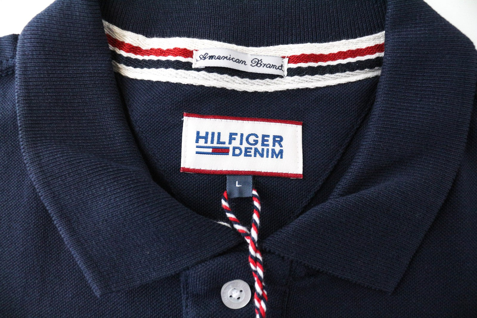 TOMMY HILFIGER DENIM Men's Polo T-Shirt L Blue Cotton Short Sleeve Casual Top