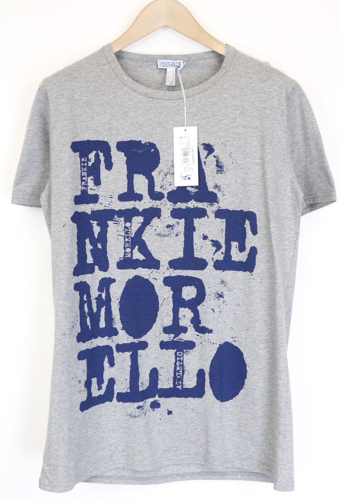 FRANKIE MORELLO Men's T-Shirt L Grey Stretch Cotton Blend Graphic Logo Tee