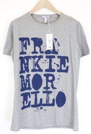 FRANKIE MORELLO Men's T-Shirt L Grey Stretch Cotton Blend Graphic Logo Tee