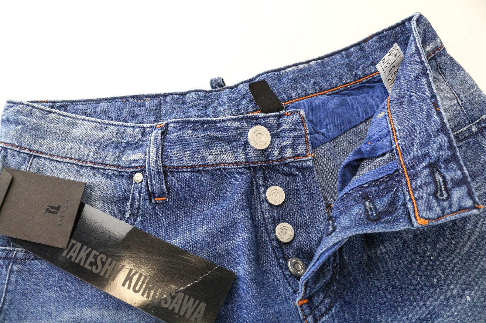 TAKESHY KUROSAWA TK 57 Bermuda Men's Shorts W32 Blue Distressed Cotton