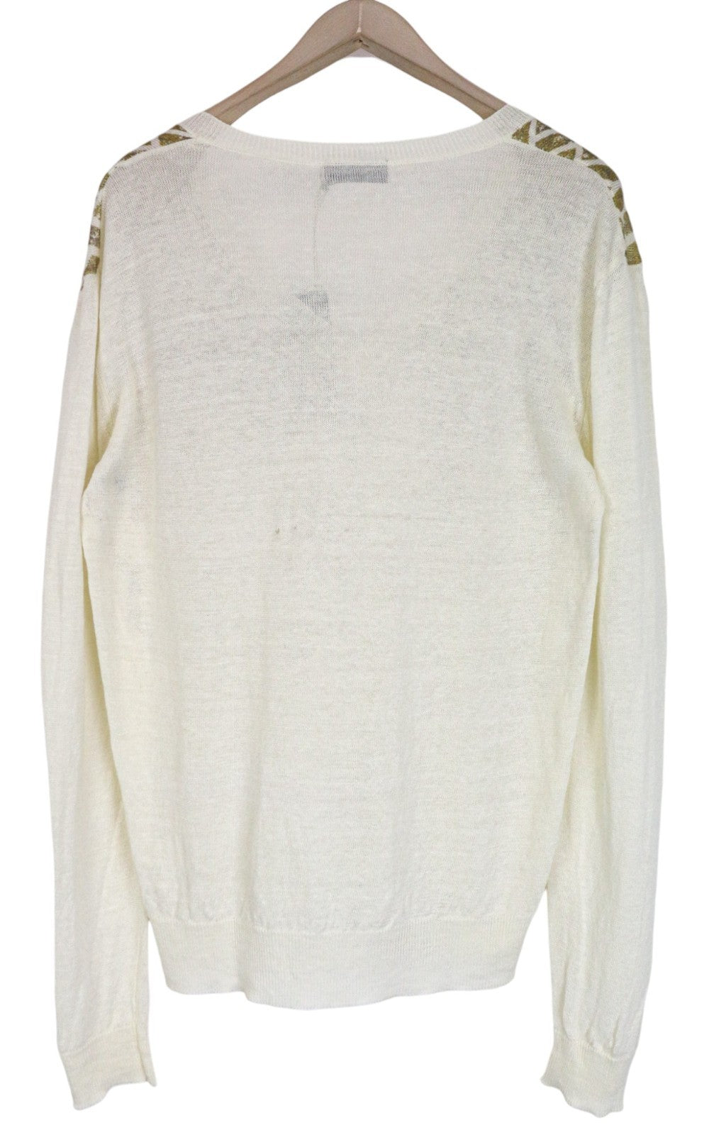 RICHMOND Men's Jumper IT50 Cream Linen V-Neck Knit Geometric Pattern Sweater