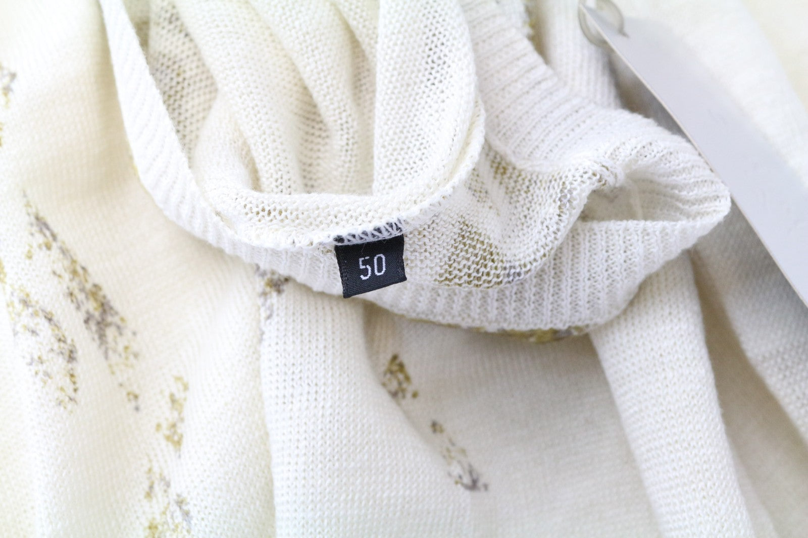 RICHMOND Men's Jumper IT50 Cream Linen V-Neck Knit Geometric Pattern Sweater