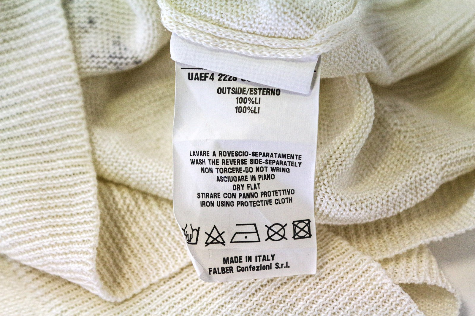 RICHMOND Men's Jumper IT50 Cream Linen V-Neck Knit Geometric Pattern Sweater