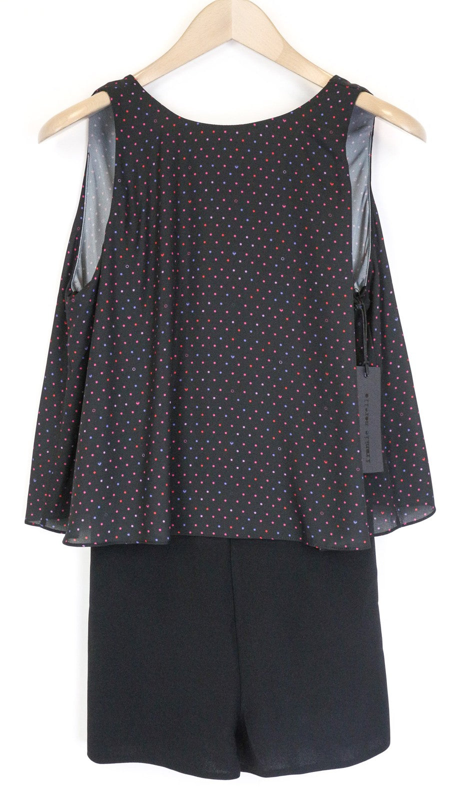 FRANKIE MORELLO Women's Blouse XS Black Sleeveless Polka Dot Round Neck Top