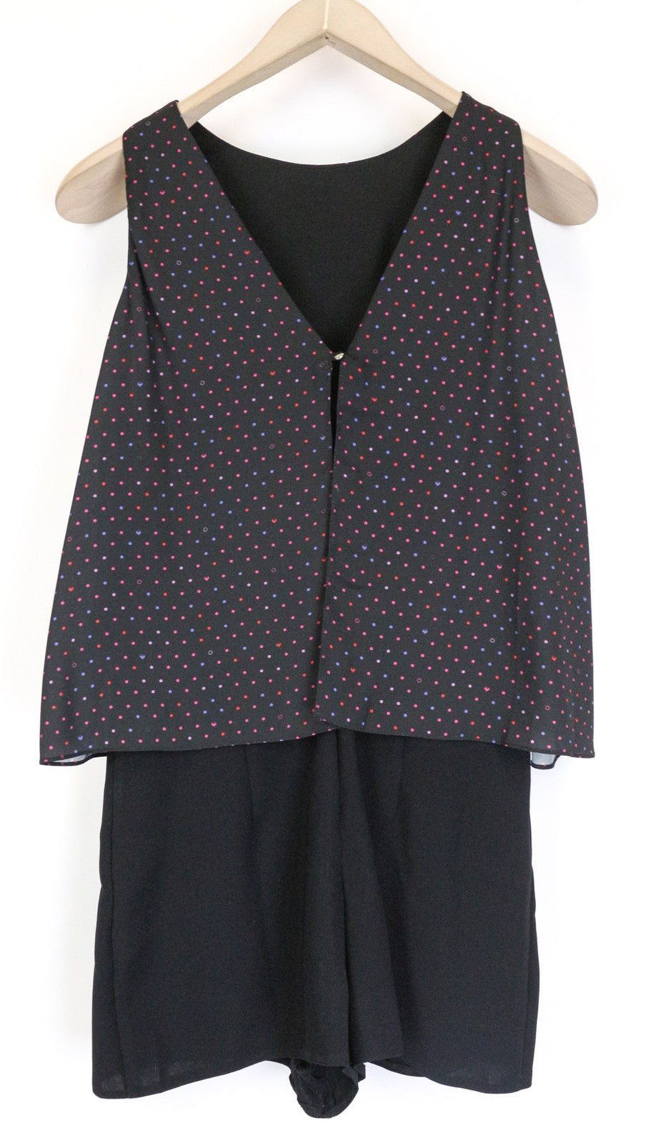 FRANKIE MORELLO Women's Blouse XS Black Sleeveless Polka Dot Round Neck Top