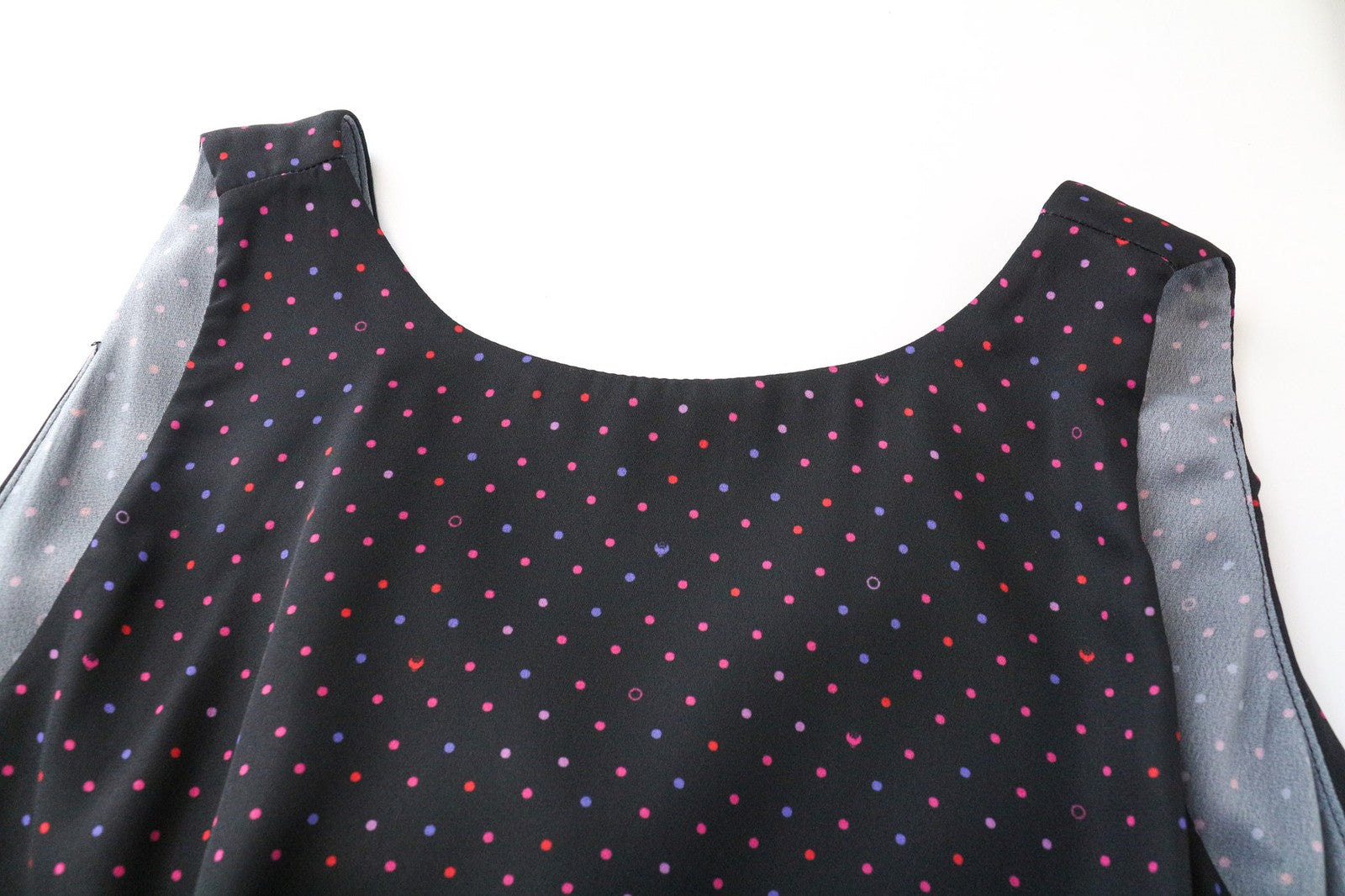 FRANKIE MORELLO Women's Blouse XS Black Sleeveless Polka Dot Round Neck Top
