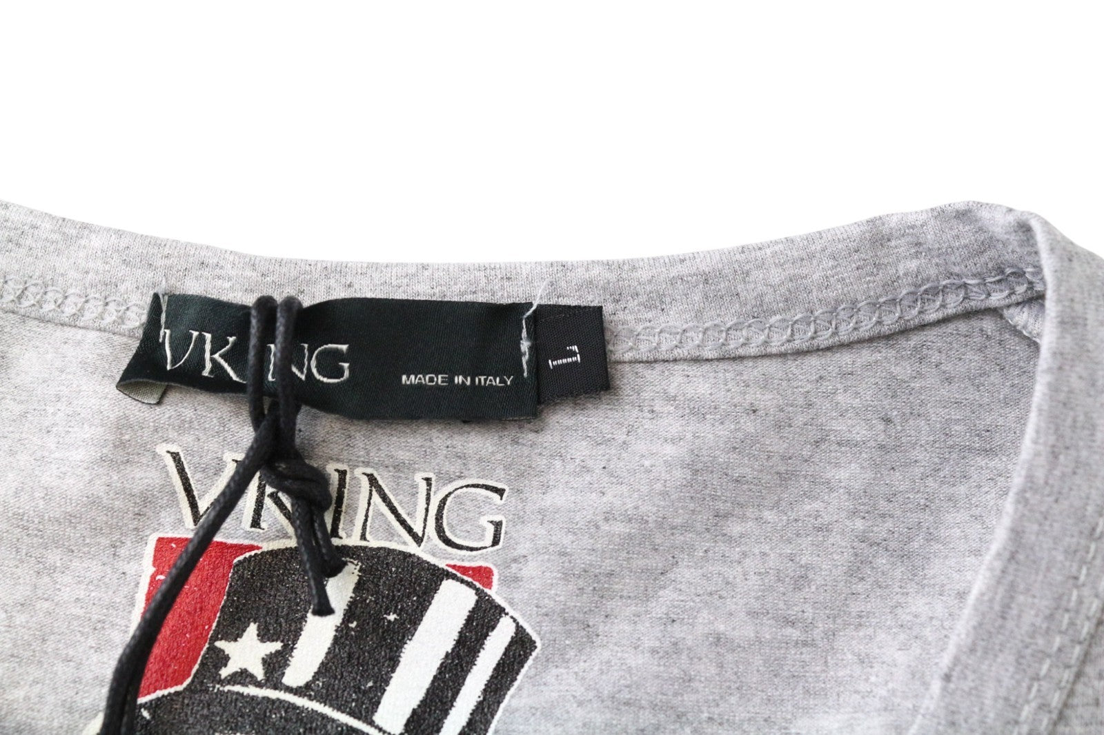 VKING Men's T-Shirt L Grey Cotton Stretch Short Sleeve V-Neck Pullover