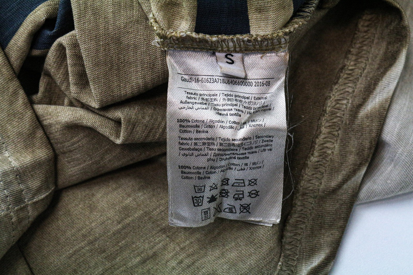 GAUDI JEANS Men's T-Shirt S Brown Cotton Short Sleeve Faded Effect Tee