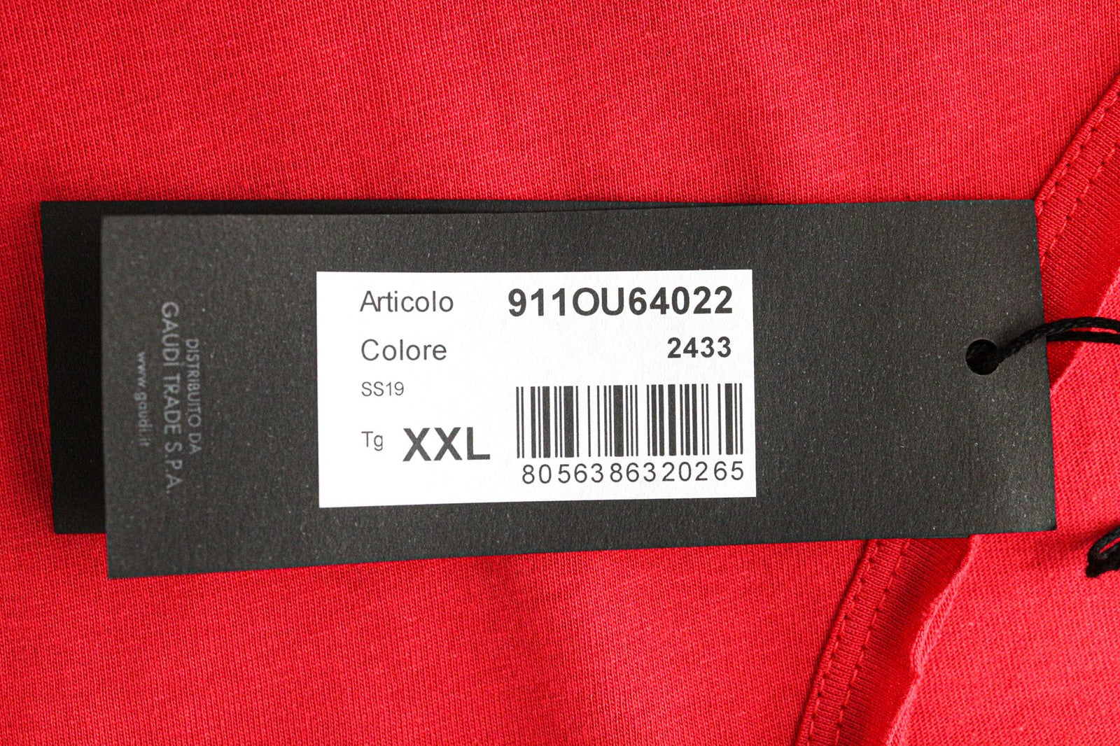 GAUDI Men's T-Shirt 2XL Red Pure Cotton Casual Short Sleeve V-Neck Top