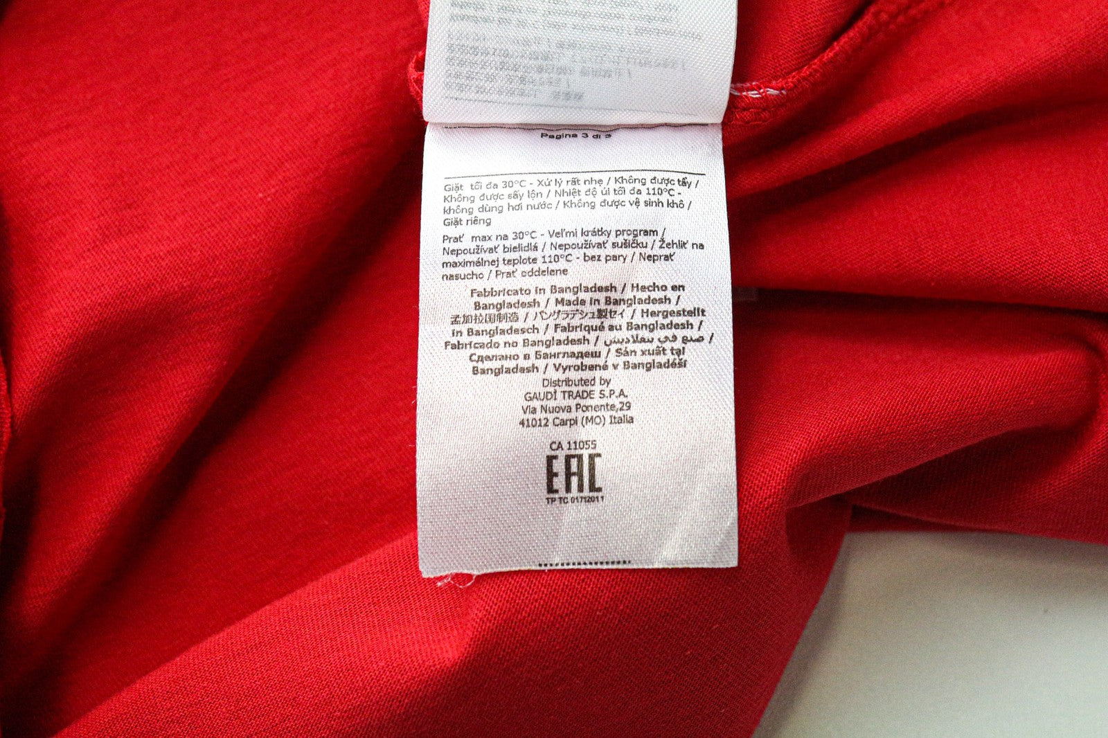 GAUDI Men's T-Shirt 2XL Red Pure Cotton Casual Short Sleeve V-Neck Top