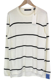 SCOTCH & SODA Ams Couture Men's Sweatshirt L Off-White Striped Pullover Knit