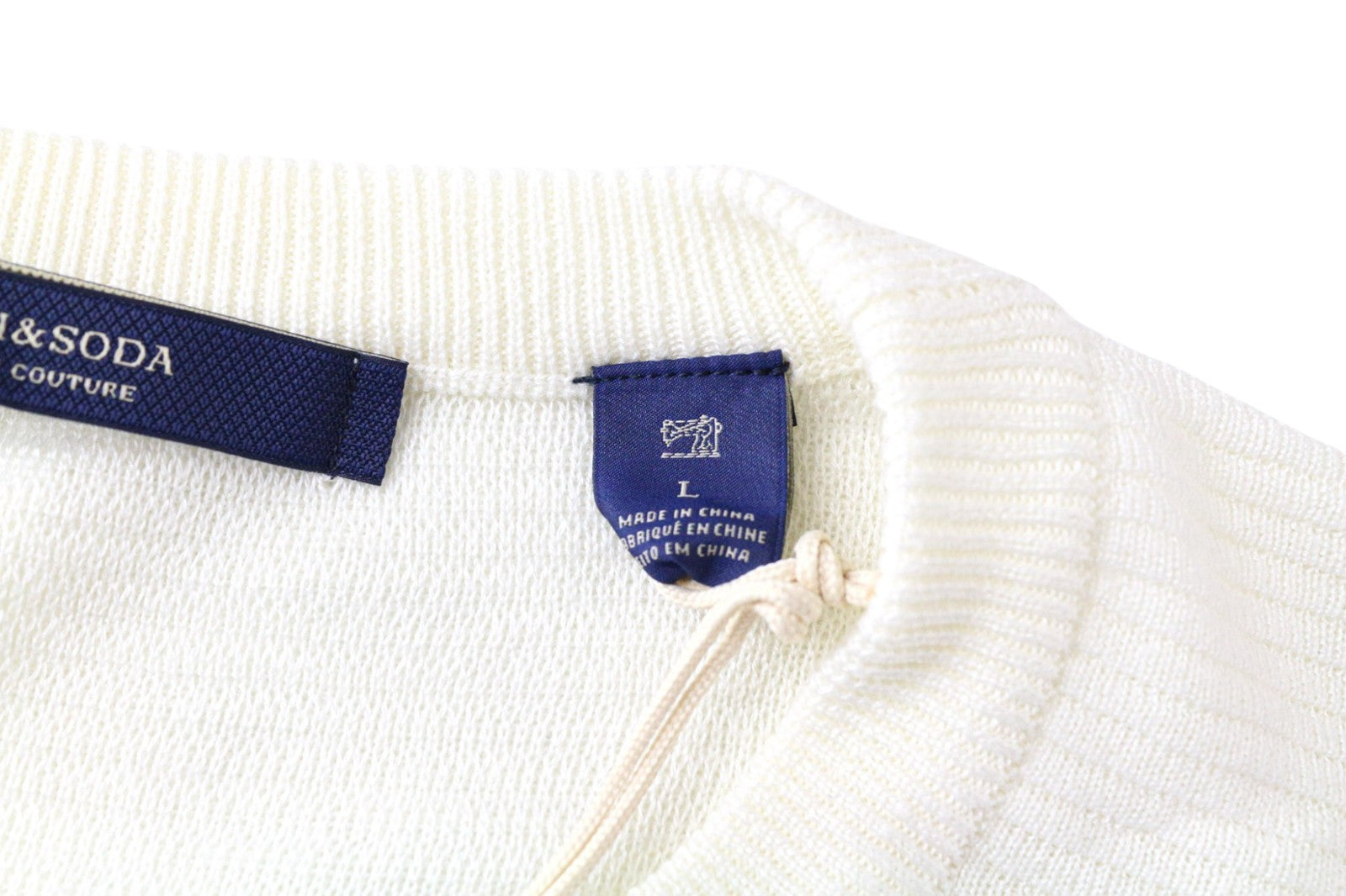 SCOTCH & SODA Ams Couture Men's Sweatshirt L Off-White Striped Pullover Knit