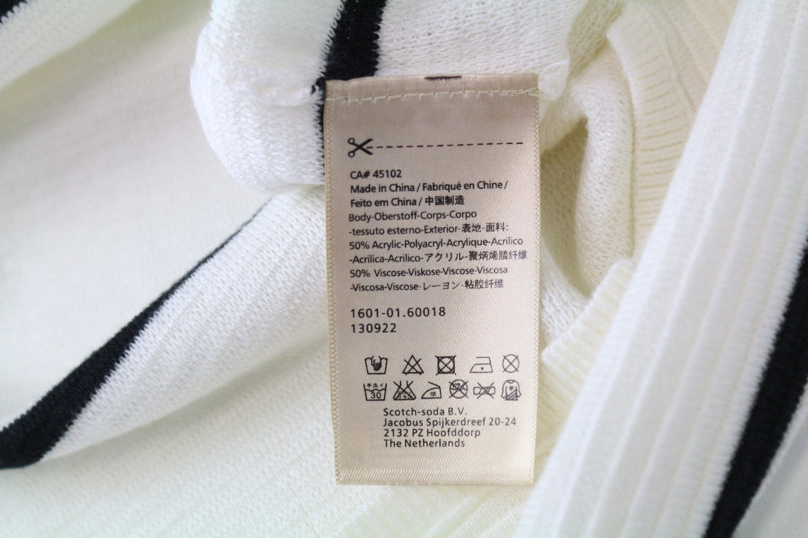 SCOTCH & SODA Ams Couture Men's Sweatshirt L Off-White Striped Pullover Knit