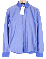 SCOTCH & SODA Ams Couture Men's Shirt S Slim Blue Cotton Button-Up Long Sleeve