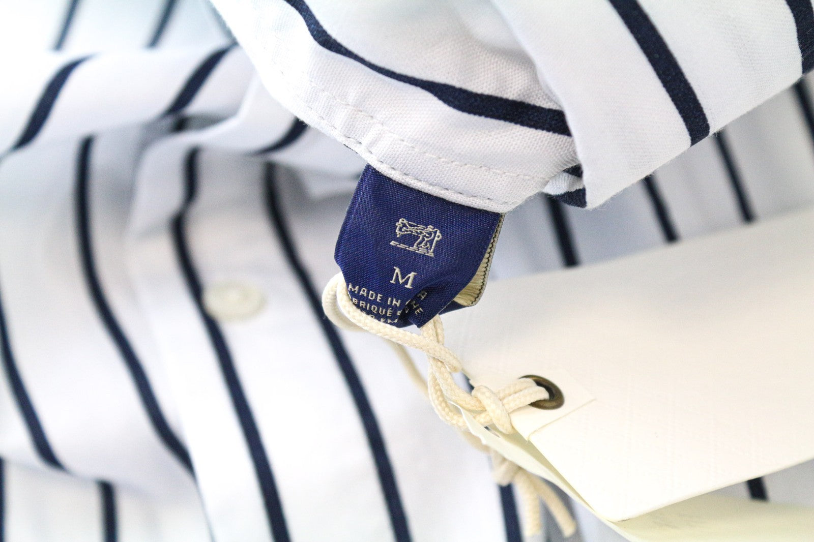 SCOTCH & SODA Ams Couture Men's Shirt M Long White Cotton Blue Stripe Design