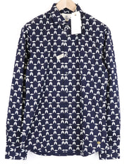 SCOTCH & SODA Ams Couture Men's Shirt M Slim Navy Stretch Cotton Patterned