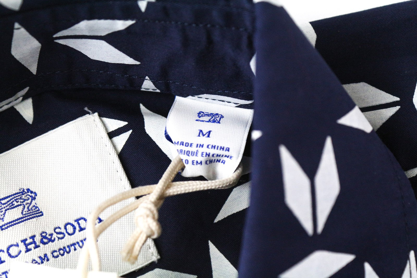 SCOTCH & SODA Ams Couture Men's Shirt M Slim Navy Stretch Cotton Patterned