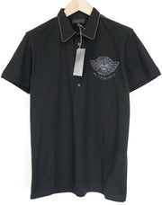 RICHMOND Men's Polo T-Shirt L Black Designer Logo Patched Pure Cotton Classic