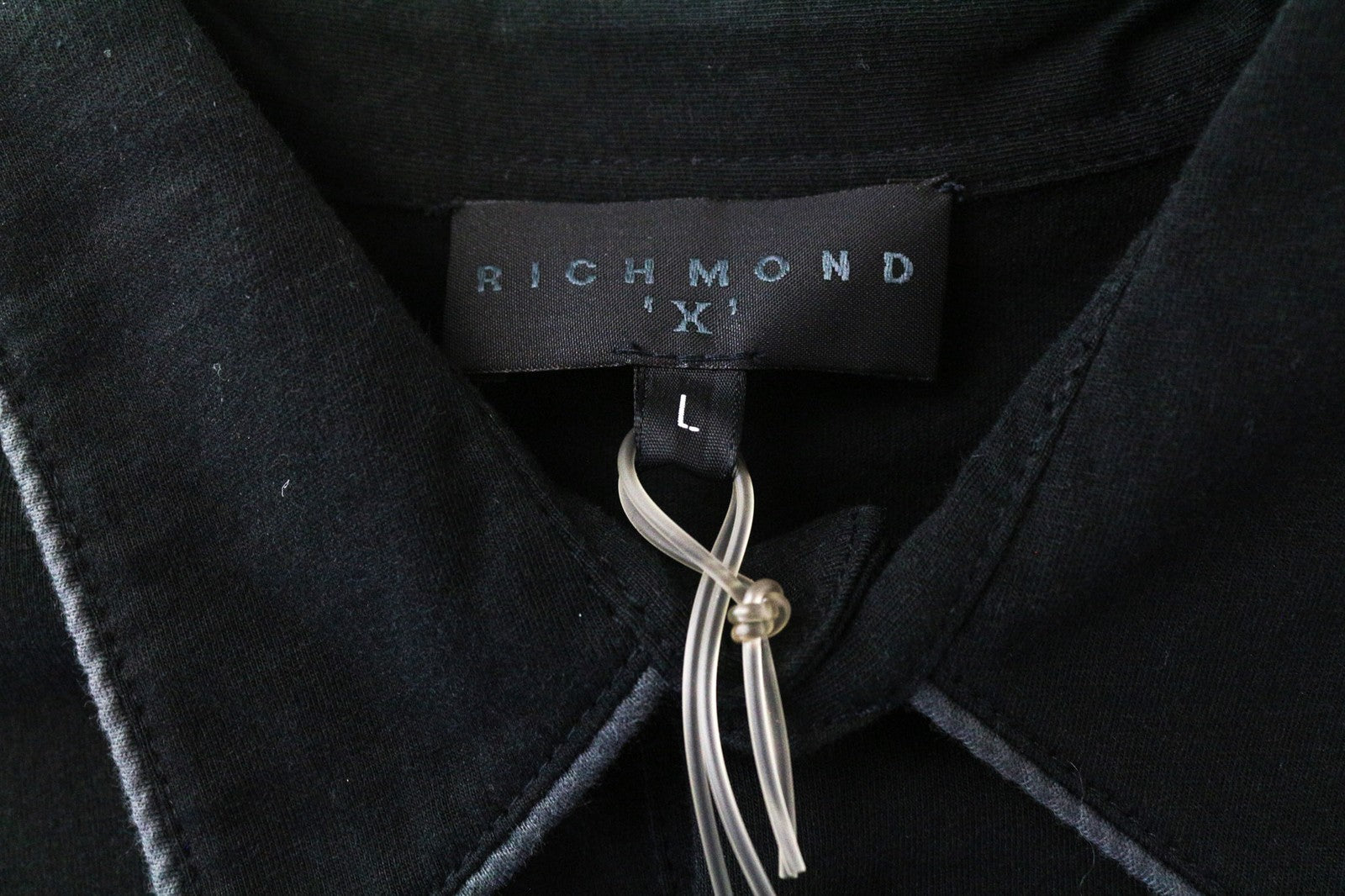 RICHMOND Men's Polo T-Shirt L Black Designer Logo Patched Pure Cotton Classic