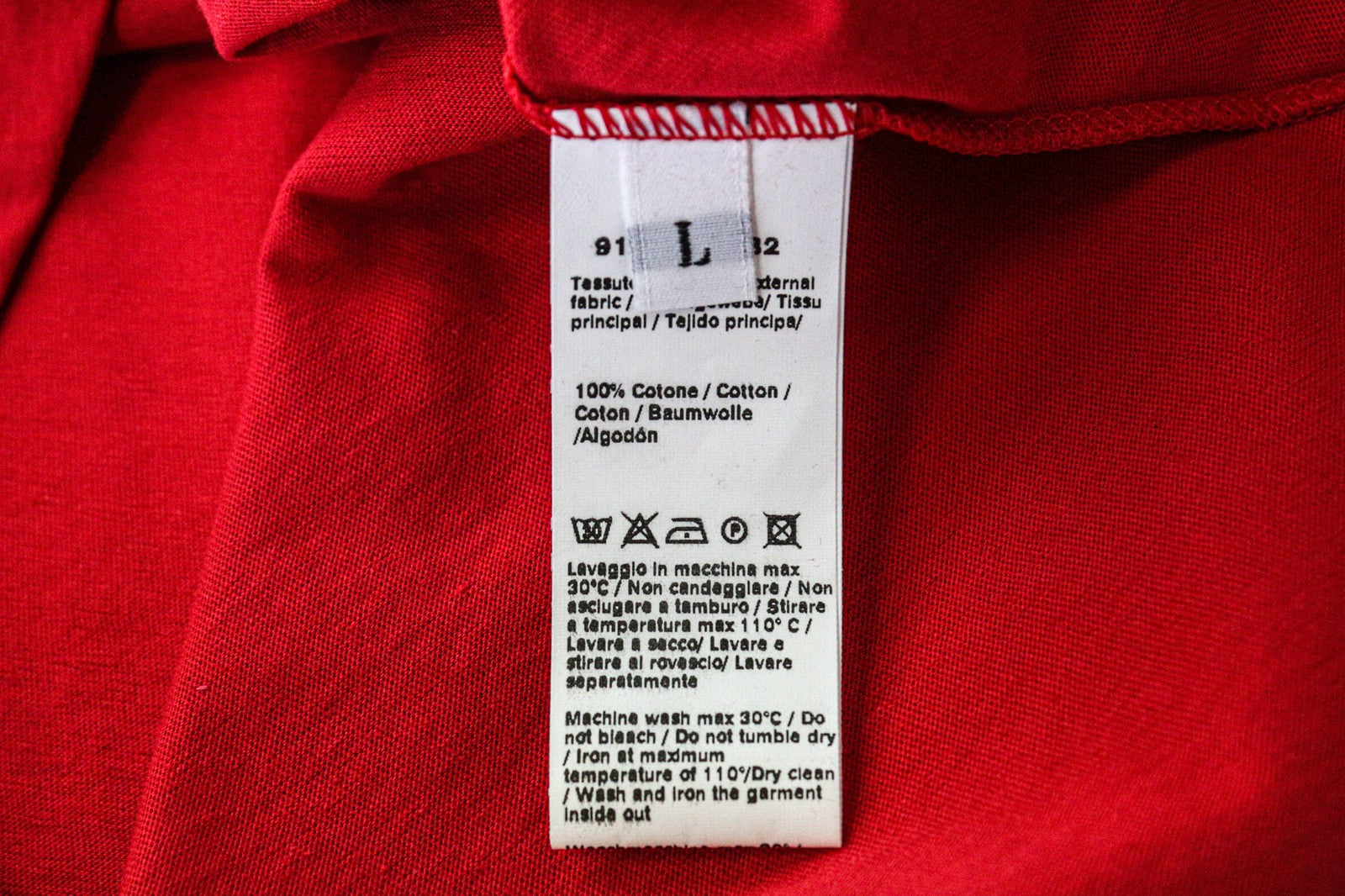 GAUDI Men's T-Shirt L Red Cotton Crew Neck Graphic Print Jersey Casual Logo