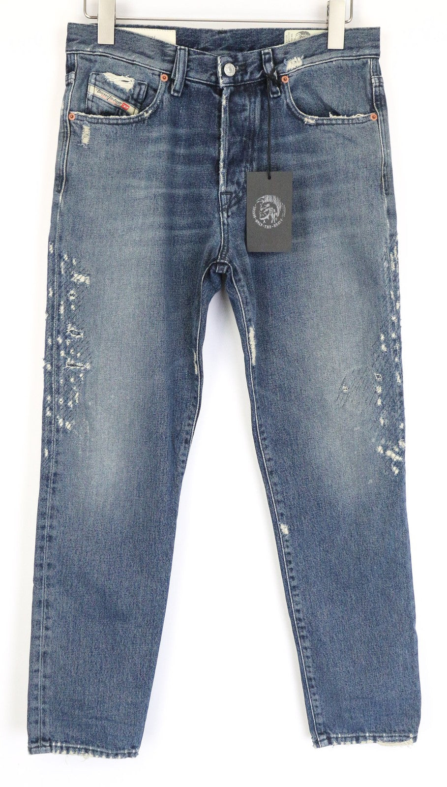 DIESEL Mharky 0870B Men's Jeans W30/L32 Distressed Blue Slim Skinny Denim