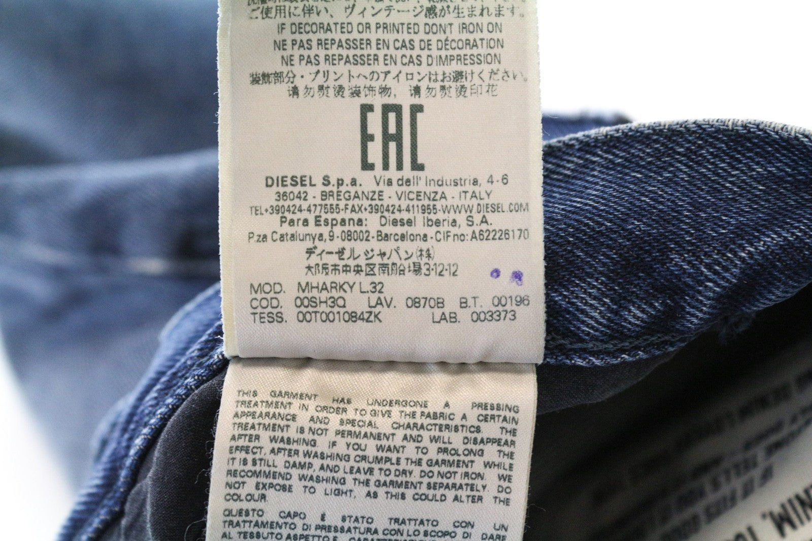 DIESEL Mharky 0870B Men's Jeans W30/L32 Distressed Blue Slim Skinny Denim