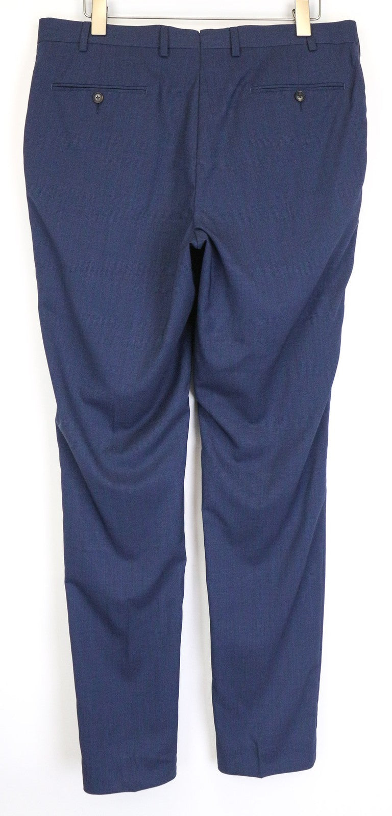 SUITSUPPLY Brescia Men's Trousers UK38L Blue Slim Wool Glen Check Formal Pants