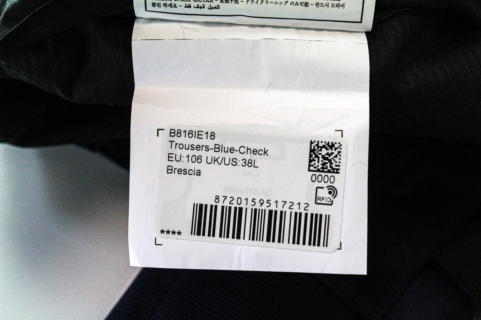 SUITSUPPLY Brescia Men's Trousers UK38L Blue Slim Wool Glen Check Formal Pants