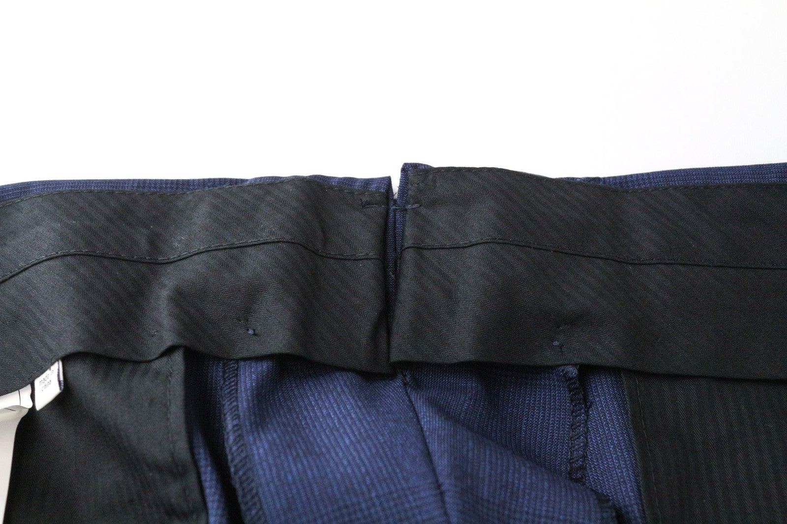 SUITSUPPLY Brescia Men's Trousers UK38L Blue Slim Wool Glen Check Formal Pants